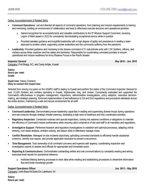 Military Operations Lead Resume Sample & Template Page 2
