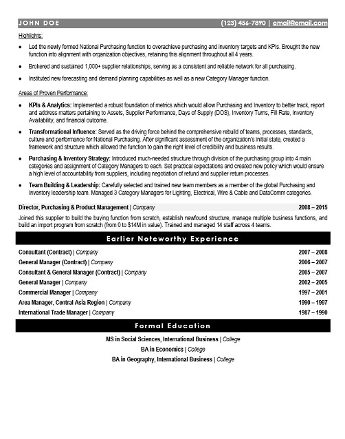VP of purchasing Resume Sample & Template Page 2