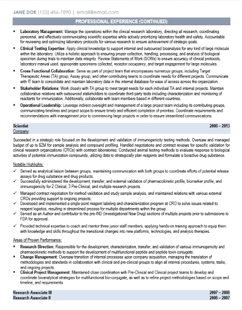 Clinical Research Lead Resume Sample & Template Page 2