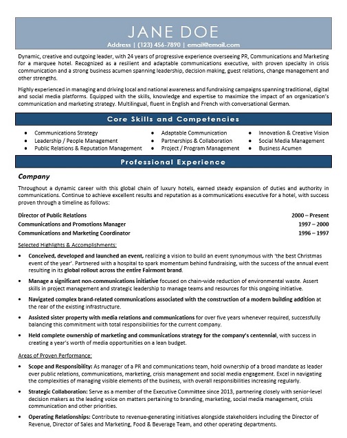 Public Relations Manager Resume Sample & Template