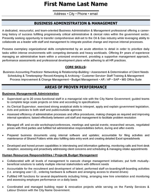 Business Administration Resume Sample & Template