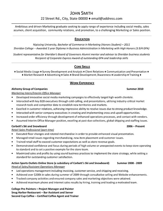 Marketing Intern Resume Sample & Template
