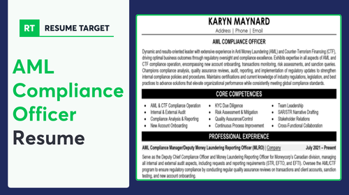 AML Compliance Officer Resume Sample