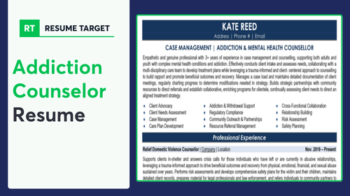 Addiction Counselor Resume Sample