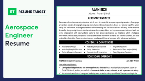 Aerospace Engineer Resume Sample