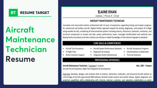 Aircraft Maintenance Technician Resume Sample