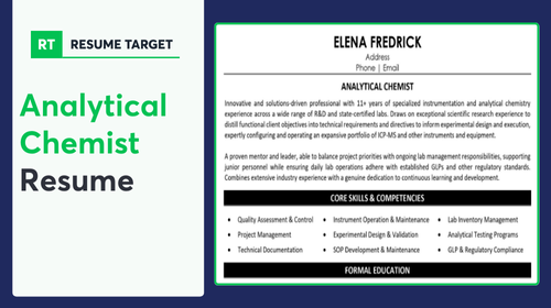 Analytical Chemist Resume Sample