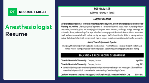 Anesthesiologist Resume Sample