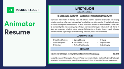 Animator Resume Sample