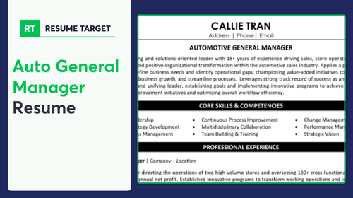 Automotive General Manager Resume