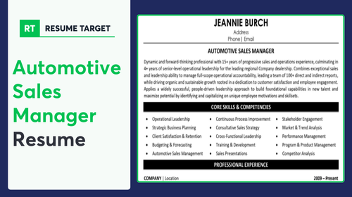 Automotive Sales Manager Resume Sample