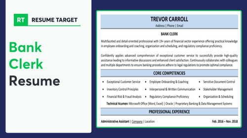 Bank Clerk Resume Sample