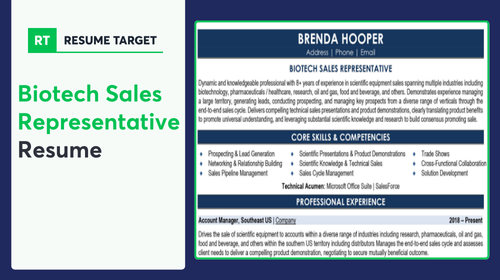 Biotech Sales Representative Resume Sample
