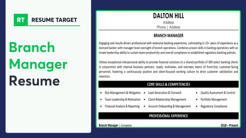 Branch Manager Resume Sample