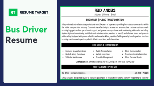 Bus Driver Resume Sample