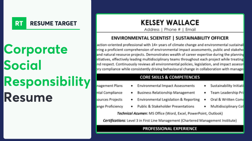 Corporate Social Responsibility Resume Sample
