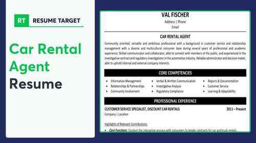 Car Rental Agent Resume Sample