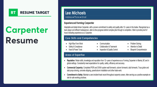 Carpenter Resume Sample