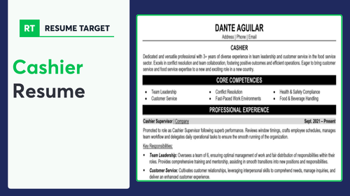 Cashier Resume Sample