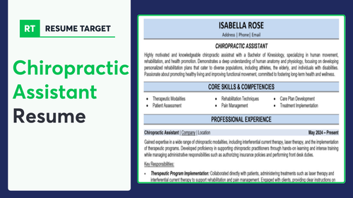 Chiropractic Assistant Resume Sample