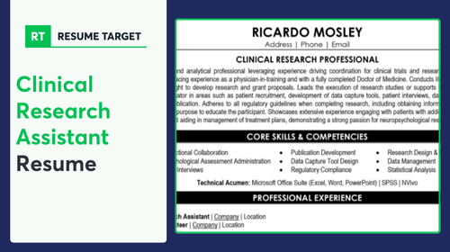 Clinical Research Assistant Resume Sample