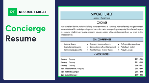 Concierge Resume Sample