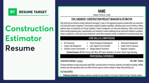 Construction Estimator Resume Sample