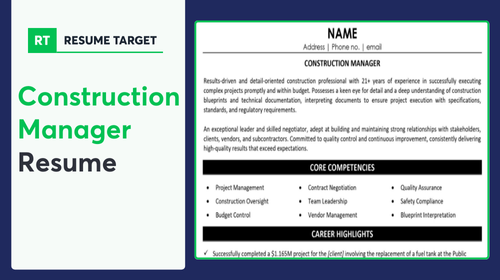 Construction Manager Resume Sample