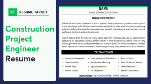 Construction Project Engineer Resume Sample