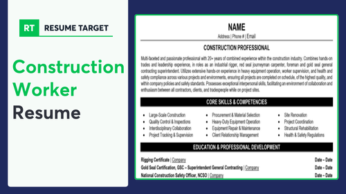 Construction Worker Resume Sample