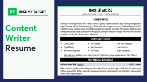 Content Writer Resume Sample