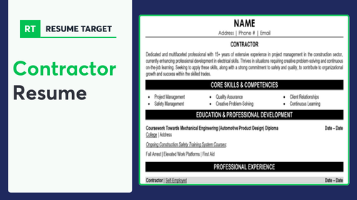 Contractor Resume Sample