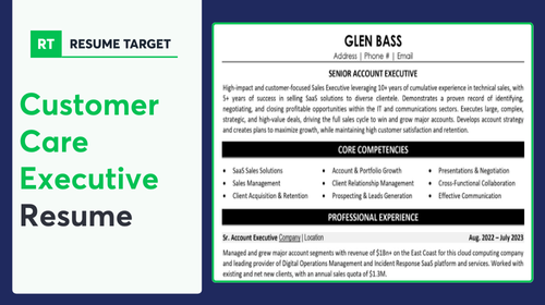 Customer Care Executive Resume Sample