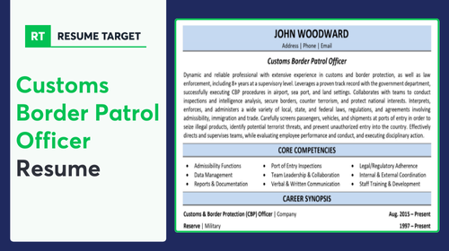 Customs Border Patrol Officer Resume Sample