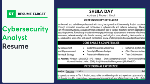 Cybersecurity Analyst Resume Sample