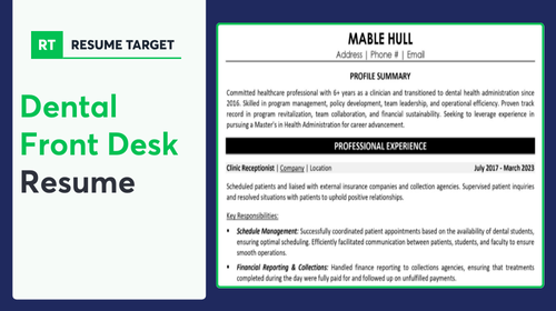 Dental Front Desk Resume Sample