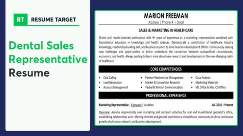 Dental Sales Representative Resume Sample