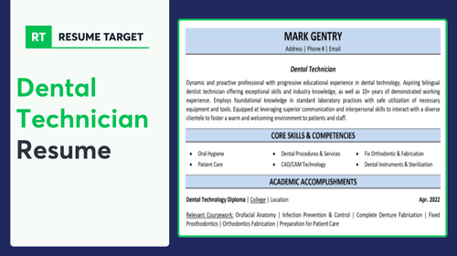 Dental Technician Resume Sample