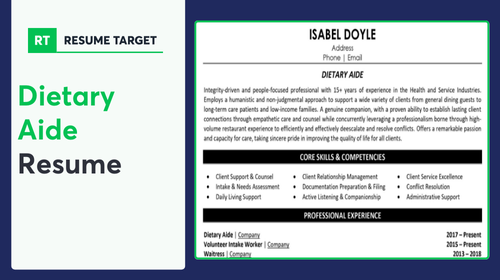 Dietary Aide Resume Sample
