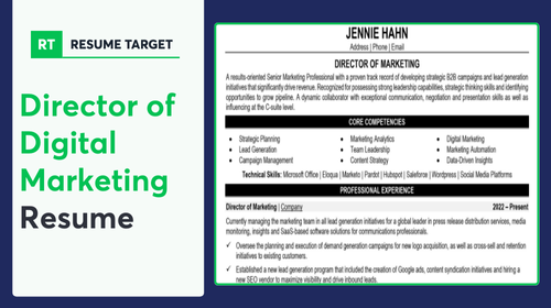 Director of Marketing Resume Sample