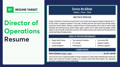 Director Operations Resume Sample