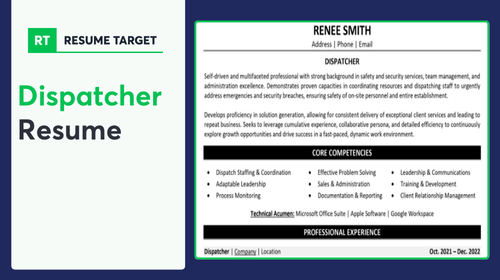 Dispatcher Resume Sample