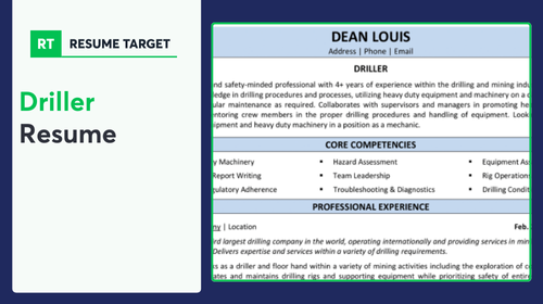 Driller Resume Sample