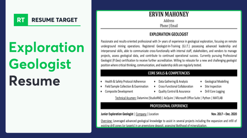 Exploration Geologist Resume Sample