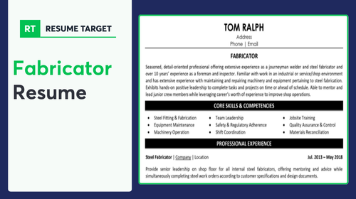 Fabricator Resume Sample