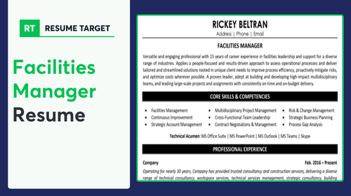 Facilities Manager Resume Sample