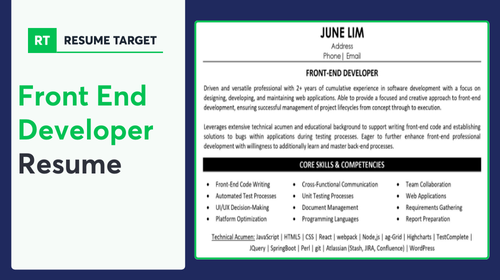 Front End Developer Resume Sample