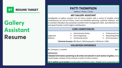 Gallery Assistant Resume Sample