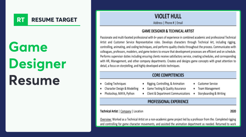 Game Designer Resume Sample
