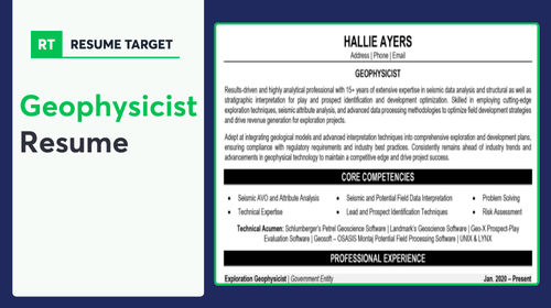 Geophysicist Resume Sample